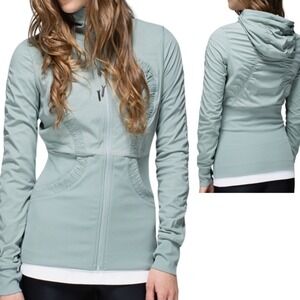 Lululemon Dance Studio Jacket III Earl Grey Full Zip Hooded Ribbed Thumbholes 12